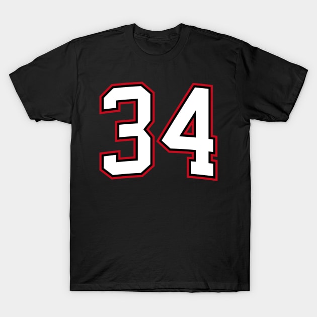 Number Thirty Four 34 T-Shirt by cowyark rubbark